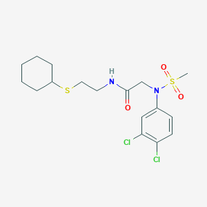 molecular formula C17H24Cl2N2O3S2 B4023578 N~1~-[2-(cyclohexylthio)ethyl]-N~2~-(3,4-dichlorophenyl)-N~2~-(methylsulfonyl)glycinamide 