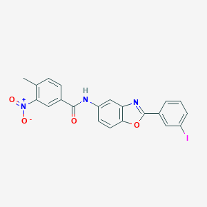molecular formula C21H14IN3O4 B402366 3-nitro-N-[2-(3-iodophenyl)-1,3-benzoxazol-5-yl]-4-methylbenzamide 