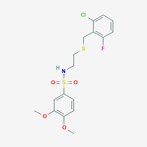 molecular formula C17H19ClFNO4S2 B4023682 N-{2-[(2-chloro-6-fluorobenzyl)thio]ethyl}-3,4-dimethoxybenzenesulfonamide 