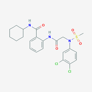 molecular formula C22H25Cl2N3O4S B4023721 N-cyclohexyl-2-{[N-(3,4-dichlorophenyl)-N-(methylsulfonyl)glycyl]amino}benzamide 