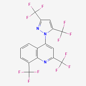 molecular formula C16H5F12N3 B4023729 4-[3,5-bis(trifluoromethyl)-1H-pyrazol-1-yl]-2,8-bis(trifluoromethyl)quinoline 