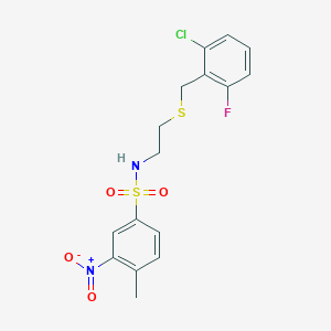 molecular formula C16H16ClFN2O4S2 B4023737 N-{2-[(2-chloro-6-fluorobenzyl)thio]ethyl}-4-methyl-3-nitrobenzenesulfonamide 