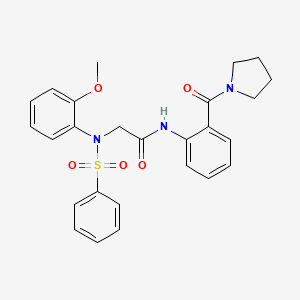 molecular formula C26H27N3O5S B4023753 N~2~-(2-methoxyphenyl)-N~2~-(phenylsulfonyl)-N~1~-[2-(1-pyrrolidinylcarbonyl)phenyl]glycinamide 