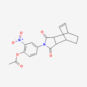 molecular formula C18H16N2O6 B4023788 4-(3,5-dioxo-4-azatricyclo[5.2.2.0~2,6~]undec-8-en-4-yl)-2-nitrophenyl acetate 