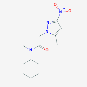 molecular formula C13H20N4O3 B402379 N-Cyclohexyl-N-methyl-2-(5-methyl-3-nitro-pyrazol-1-yl)-acetamide 