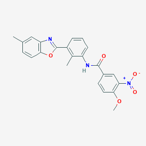 molecular formula C23H19N3O5 B402382 4-Methoxy-N-[2-methyl-3-(5-methyl-benzooxazol-2-yl)-phenyl]-3-nitro-benzamide CAS No. 331447-61-1