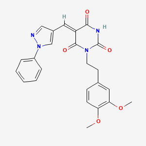 molecular formula C24H22N4O5 B4023827 1-[2-(3,4-dimethoxyphenyl)ethyl]-5-[(1-phenyl-1H-pyrazol-4-yl)methylene]-2,4,6(1H,3H,5H)-pyrimidinetrione 