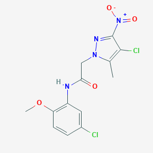 molecular formula C13H12Cl2N4O4 B402383 N-(5-chloro-2-methoxyphenyl)-2-(4-chloro-5-methyl-3-nitro-1H-pyrazol-1-yl)acetamide 