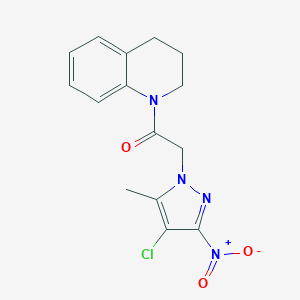 molecular formula C15H15ClN4O3 B402385 1-({4-chloro-3-nitro-5-methyl-1H-pyrazol-1-yl}acetyl)-1,2,3,4-tetrahydroquinoline 