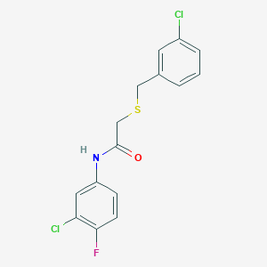 molecular formula C15H12Cl2FNOS B4023856 2-[(3-chlorobenzyl)thio]-N-(3-chloro-4-fluorophenyl)acetamide 
