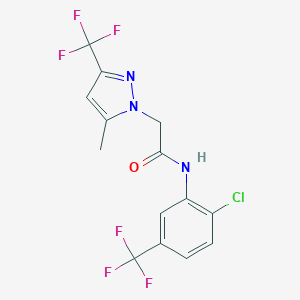 molecular formula C14H10ClF6N3O B402386 N-[2-chloro-5-(trifluoromethyl)phenyl]-2-[5-methyl-3-(trifluoromethyl)-1H-pyrazol-1-yl]acetamide 
