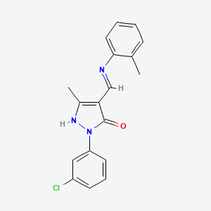 molecular formula C18H16ClN3O B4023884 2-(3-chlorophenyl)-5-methyl-4-{[(2-methylphenyl)amino]methylene}-2,4-dihydro-3H-pyrazol-3-one 