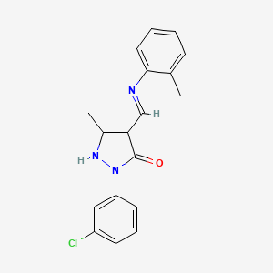 (4Z)-1-(3-CHLOROPHENYL)-3-METHYL-4-{[(2-METHYLPHENYL)AMINO]METHYLIDENE}-4,5-DIHYDRO-1H-PYRAZOL-5-ONE