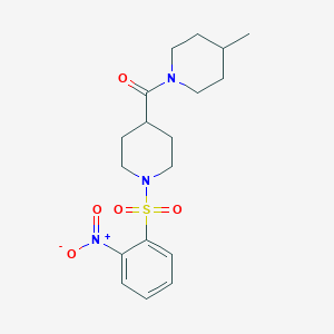 molecular formula C18H25N3O5S B4023888 4-甲基-1-({1-[(2-硝基苯基)磺酰基]-4-哌啶基}羰基)哌啶 