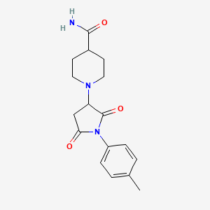 molecular formula C17H21N3O3 B4023891 1-[1-(4-methylphenyl)-2,5-dioxo-3-pyrrolidinyl]-4-piperidinecarboxamide 