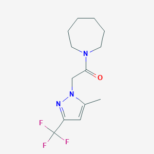 molecular formula C13H18F3N3O B402390 1-{[5-methyl-3-(trifluoromethyl)-1H-pyrazol-1-yl]acetyl}azepane 