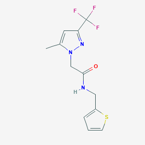molecular formula C12H12F3N3OS B402392 2-[5-methyl-3-(trifluoromethyl)-1H-pyrazol-1-yl]-N-(2-thienylmethyl)acetamide 