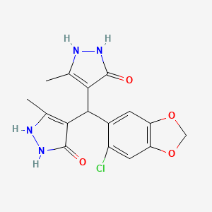 molecular formula C16H15ClN4O4 B4023921 4,4'-[(6-chloro-1,3-benzodioxol-5-yl)methylene]bis(3-methyl-1H-pyrazol-5-ol) 
