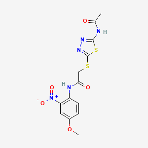 molecular formula C13H13N5O5S2 B4023948 2-{[5-(acetylamino)-1,3,4-thiadiazol-2-yl]thio}-N-(4-methoxy-2-nitrophenyl)acetamide 