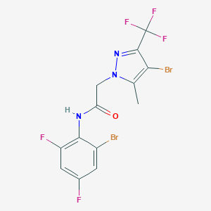 molecular formula C13H8Br2F5N3O B402395 N-(2-bromo-4,6-difluorophenyl)-2-[4-bromo-5-methyl-3-(trifluoromethyl)-1H-pyrazol-1-yl]acetamide 