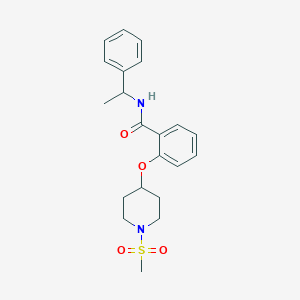 molecular formula C21H26N2O4S B4023964 2-{[1-(methylsulfonyl)-4-piperidinyl]oxy}-N-(1-phenylethyl)benzamide 