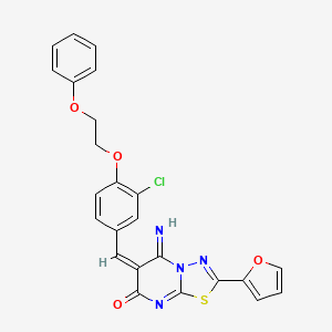 molecular formula C24H17ClN4O4S B4023981 6-[3-chloro-4-(2-phenoxyethoxy)benzylidene]-2-(2-furyl)-5-imino-5,6-dihydro-7H-[1,3,4]thiadiazolo[3,2-a]pyrimidin-7-one 