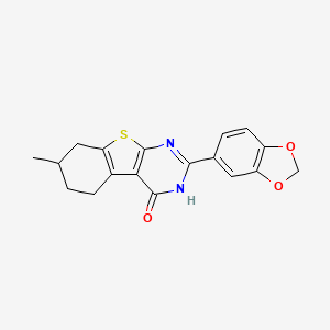 molecular formula C18H16N2O3S B4024009 2-(1,3-benzodioxol-5-yl)-7-methyl-5,6,7,8-tetrahydro[1]benzothieno[2,3-d]pyrimidin-4(3H)-one 