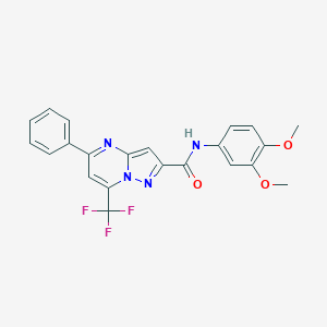 molecular formula C22H17F3N4O3 B402405 N-(3,4-dimethoxyphenyl)-5-phenyl-7-(trifluoromethyl)pyrazolo[1,5-a]pyrimidine-2-carboxamide 