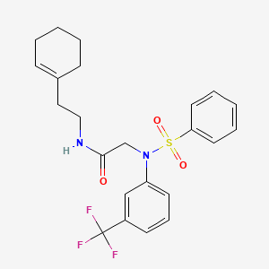 molecular formula C23H25F3N2O3S B4024092 N~1~-[2-(1-cyclohexen-1-yl)ethyl]-N~2~-(phenylsulfonyl)-N~2~-[3-(trifluoromethyl)phenyl]glycinamide 