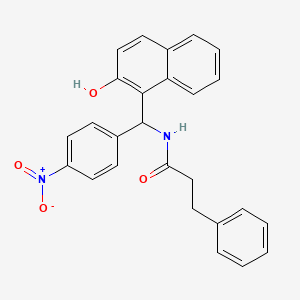 molecular formula C26H22N2O4 B4024097 N-[(2-hydroxy-1-naphthyl)(4-nitrophenyl)methyl]-3-phenylpropanamide 