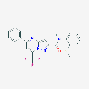 molecular formula C21H15F3N4OS B402412 N-[2-(methylsulfanyl)phenyl]-5-phenyl-7-(trifluoromethyl)pyrazolo[1,5-a]pyrimidine-2-carboxamide 