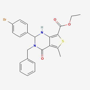 molecular formula C23H21BrN2O3S B4024127 ethyl 3-benzyl-2-(4-bromophenyl)-5-methyl-4-oxo-1,2,3,4-tetrahydrothieno[3,4-d]pyrimidine-7-carboxylate 