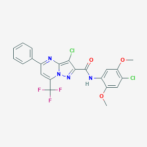 3-chloro-N-(4-chloro-2,5-dimethoxyphenyl)-5-phenyl-7-(trifluoromethyl)pyrazolo[1,5-a]pyrimidine-2-carboxamide
