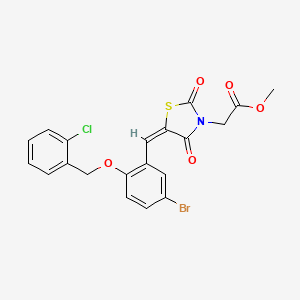 molecular formula C20H15BrClNO5S B4024158 methyl (5-{5-bromo-2-[(2-chlorobenzyl)oxy]benzylidene}-2,4-dioxo-1,3-thiazolidin-3-yl)acetate 