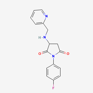 molecular formula C16H14FN3O2 B4024166 1-(4-fluorophenyl)-3-[(2-pyridinylmethyl)amino]-2,5-pyrrolidinedione 