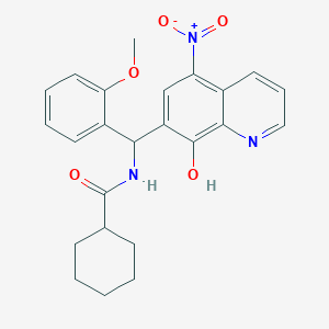 molecular formula C24H25N3O5 B4024184 N-[(8-hydroxy-5-nitro-7-quinolinyl)(2-methoxyphenyl)methyl]cyclohexanecarboxamide 