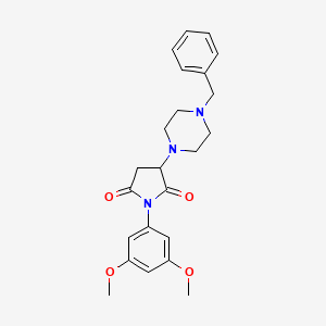 molecular formula C23H27N3O4 B4024241 3-(4-benzyl-1-piperazinyl)-1-(3,5-dimethoxyphenyl)-2,5-pyrrolidinedione 
