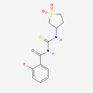 molecular formula C12H13FN2O3S2 B4024247 N-{[(1,1-dioxidotetrahydro-3-thienyl)amino]carbonothioyl}-2-fluorobenzamide 