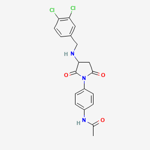 molecular formula C19H17Cl2N3O3 B4024252 N-(4-{3-[(3,4-dichlorobenzyl)amino]-2,5-dioxo-1-pyrrolidinyl}phenyl)acetamide 