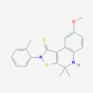 molecular formula C20H20N2OS2 B402427 8-methoxy-4,4-dimethyl-2-(2-methylphenyl)-4,5-dihydroisothiazolo[5,4-c]quinoline-1(2H)-thione CAS No. 330440-08-9