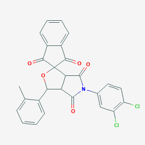 molecular formula C27H17Cl2NO5 B402428 5-(3,4-dichlorophenyl)-1-(2-methylphenyl)dihydrospiro(1H-furo[3,4-c]pyrrole-3,2'-[1'H]-indene-)-1',3',4,6(2'H,3H,5H)-tetrone 