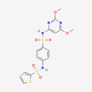 molecular formula C16H16N4O6S3 B4024296 N-(4-{[(2,6-dimethoxy-4-pyrimidinyl)amino]sulfonyl}phenyl)-2-thiophenesulfonamide 