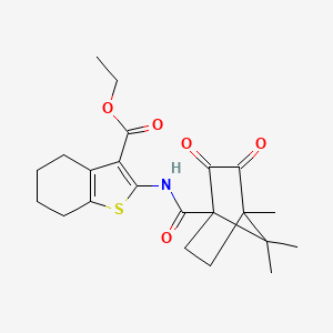 ethyl 2-{[(4,7,7-trimethyl-2,3-dioxobicyclo[2.2.1]hept-1-yl)carbonyl]amino}-4,5,6,7-tetrahydro-1-benzothiophene-3-carboxylate