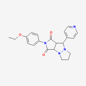 molecular formula C21H22N4O3 B4024316 2-(4-ethoxyphenyl)-9-(4-pyridinyl)tetrahydro-5H-pyrazolo[1,2-a]pyrrolo[3,4-c]pyrazole-1,3(2H,3aH)-dione 
