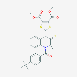 molecular formula C29H29NO5S3 B402435 dimethyl 2-(1-(4-tert-butylbenzoyl)-2,2-dimethyl-3-thioxo-2,3-dihydroquinolin-4(1H)-ylidene)-1,3-dithiole-4,5-dicarboxylate 