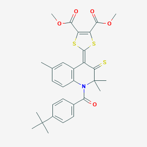 molecular formula C30H31NO5S3 B402437 dimethyl 2-{1-[(4-tert-butylphenyl)carbonyl]-2,2,6-trimethyl-3-thioxo-2,3-dihydroquinolin-4(1H)-ylidene}-1,3-dithiole-4,5-dicarboxylate 