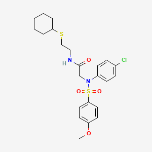 molecular formula C23H29ClN2O4S2 B4024373 N~2~-(4-chlorophenyl)-N~1~-[2-(cyclohexylthio)ethyl]-N~2~-[(4-methoxyphenyl)sulfonyl]glycinamide 