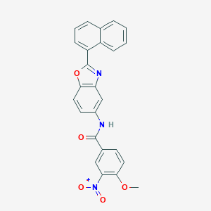 molecular formula C25H17N3O5 B402438 4-Methoxy-N-(2-naphthalen-1-yl-benzooxazol-5-yl)-3-nitro-benzamide 