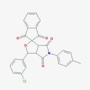 molecular formula C27H18ClNO5 B402439 3-(3-chlorophenyl)-5-(4-methylphenyl)-3a,6a-dihydrospiro[furo[3,4-c]pyrrole-1,2'-indene]-1',3',4,6(3H,5H)-tetrone 