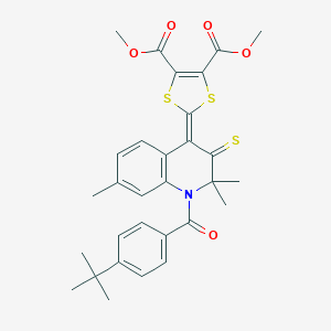 molecular formula C30H31NO5S3 B402442 dimethyl 2-{1-[(4-tert-butylphenyl)carbonyl]-2,2,7-trimethyl-3-thioxo-2,3-dihydroquinolin-4(1H)-ylidene}-1,3-dithiole-4,5-dicarboxylate 